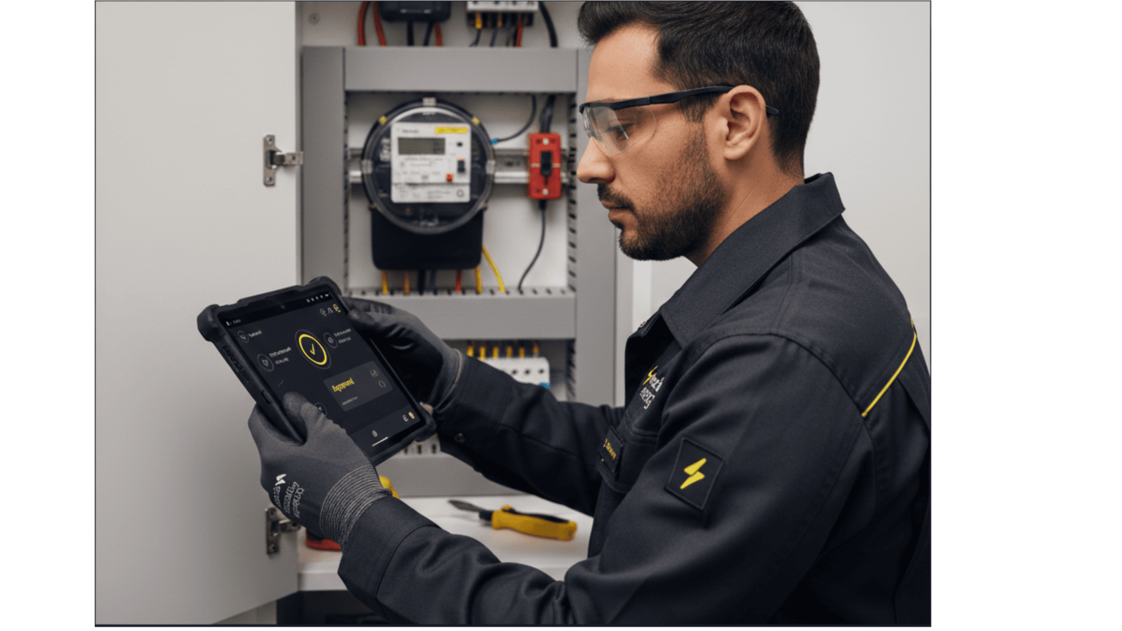 Engineer using Shocking Energy field service app during safe isolation work